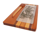 Vintage Wooden Cheese Tray  & Knife New Zealand Timber Sovereign Woodworkers Ltd 1970s Native Woods