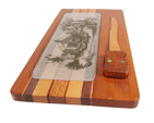 Vintage Wooden Cheese Tray  & Knife New Zealand Timber Sovereign Woodworkers Ltd 1970s Native Woods