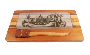 Vintage Wooden Cheese Tray  & Knife New Zealand Timber Sovereign Woodworkers Ltd 1970s Native Woods