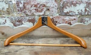 Vintage Wooden Coat Hanger John Watts Sheffield England B4ANY Trademark Circa 1930s Quality