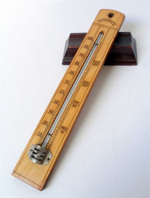 Vintage Wooden Fahrenheit Thermometer Blood Heat Temperate Freezing Zero Wood Home Kitchen Hanging