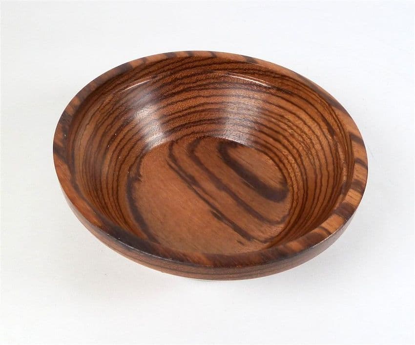 Vintage Wooden Hand Made Bowl David Thwaite May 2001 Zebrano Wood Exotic Hardwood 5.25
