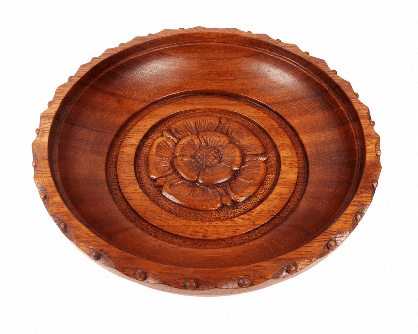 Vintage Wooden J Smith Carved Wood Bowl 9