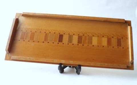 Vintage Wooden Tawa Tray New Zealand Timber Sovereign Woodworkers Ltd Circa 1960s Inlaid Wood Glass (1)