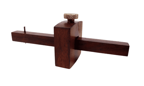 Vintage Woodworking Tool Small 5.25" Wood & Brass Mortise Marking Gauge Maker Carpentry Sculpture