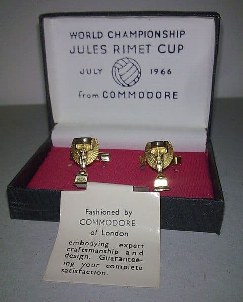 Vintage World Championship Jules Rimet Cup July 1966 Cufflinks Cuff Links from Commodore, Boxed