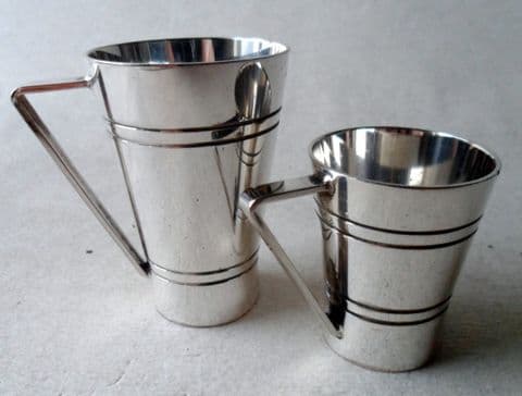x2 Vintage Silver Plated Measure 1/3 & 1/6 Gill Bonzer Mitchell & Cooper London 70s 1974 Art Deco Style Pub Bar Inn Barware