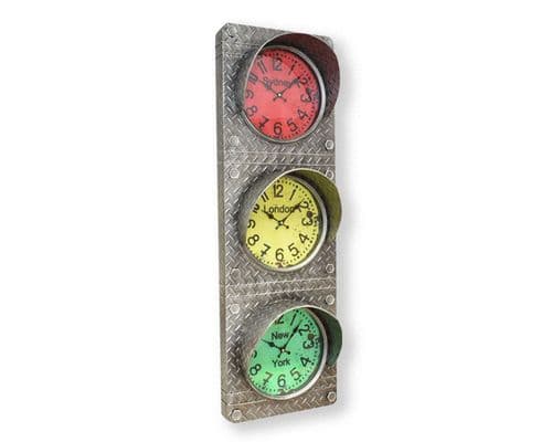 1m Industrial Iron Plated Traffic Light Clock