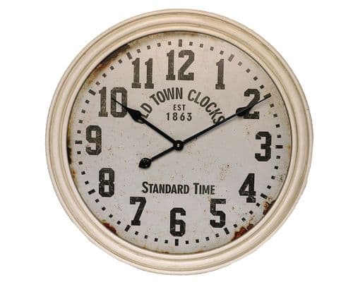 60cm White Framed Vintage Clock