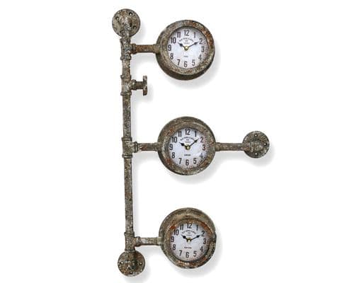 68cm Rusty Steam Gauge Clock