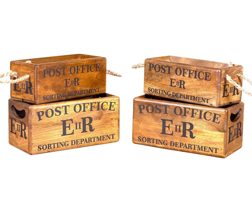 Post Office Wooden Box Set Of 4