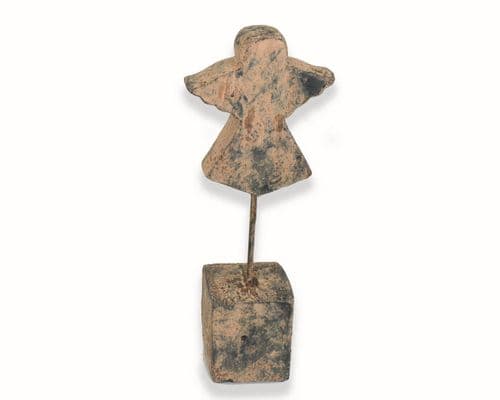 Reproduction Antique Stone 30cm Angel On Steel Plinth