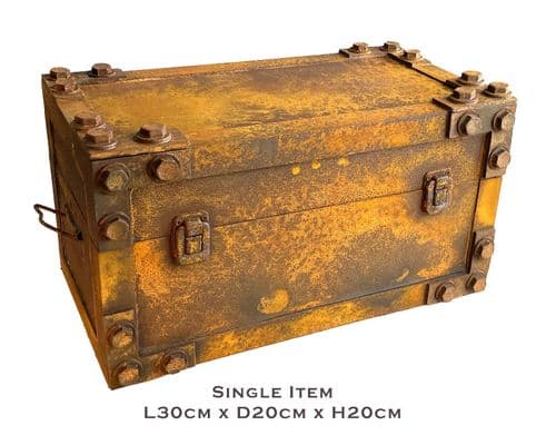 Rusty 30cm Metal Effect Strapped Trunk