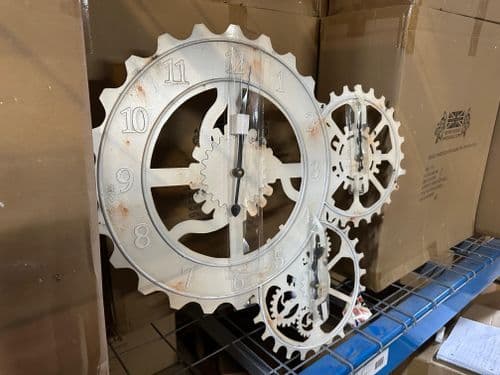 x12 of 62cm Iron Industrial White Gear Wheel 3 Clock,