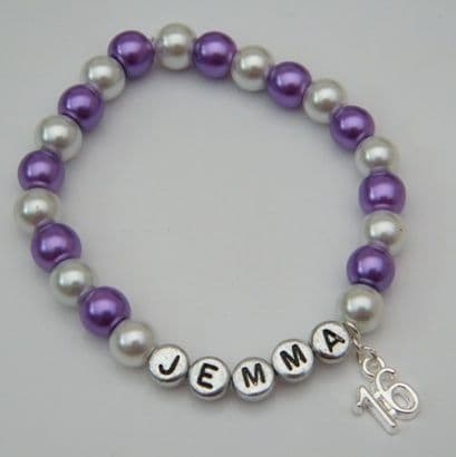 16th Birthday Personalised Bracelet - Beaded Style