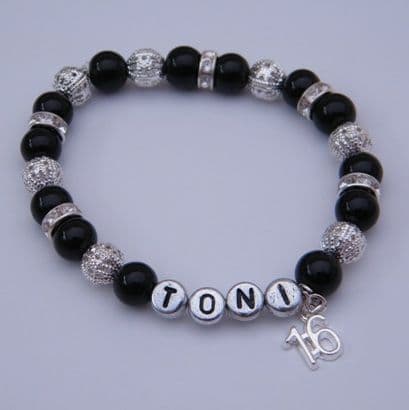 16th Birthday Personalised Bracelet - Sparkle & Bling Style