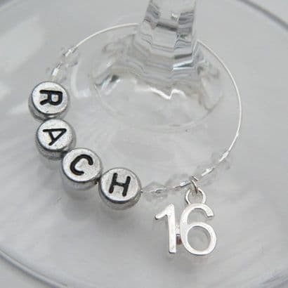 16th Birthday Personalised Wine Glass Charm