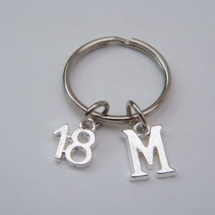18th Birthday Keyring - Initial Charm Style