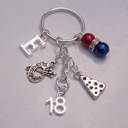 18th Birthday Keyring - Initial Multi Charm Style