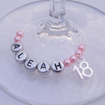 18th Birthday Personalised Wine Glass Charm