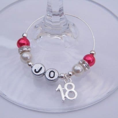 18th Birthday Personalised Wine Glass Charm - Elegance Style
