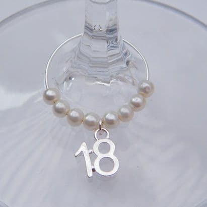 18th Birthday Wine Glass Charm - Beaded Style