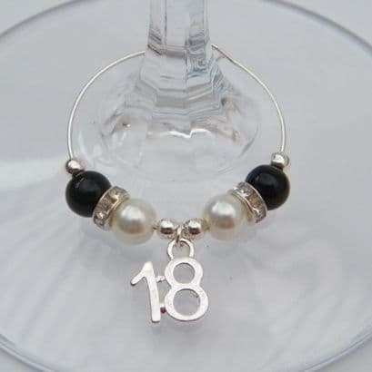 18th Birthday Wine Glass Charm - Elegance Style