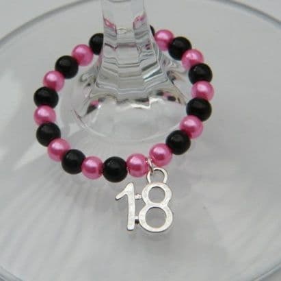 18th Birthday Wine Glass Charm - Full Bead Style