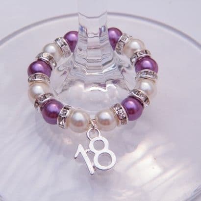 18th Birthday Wine Glass Charm - Full Sparkle Style