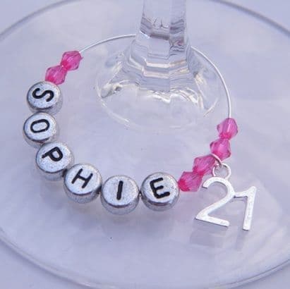 21st Birthday Personalised Wine Glass Charm