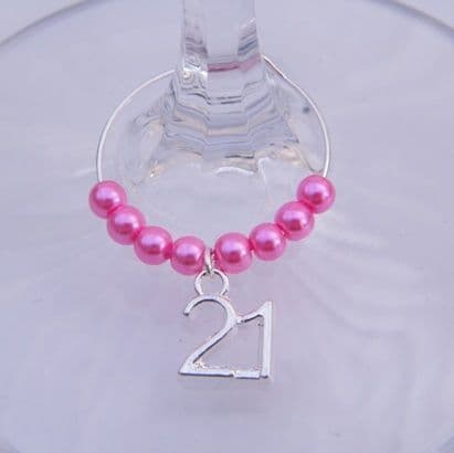 21st Birthday Wine Glass Charm - Beaded Style