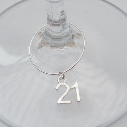 21st Birthday Wine Glass Charm - Hoop Style