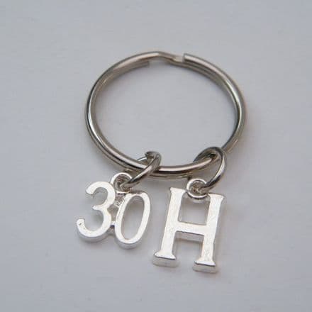 30th Birthday Keyring - Initial Charm Style