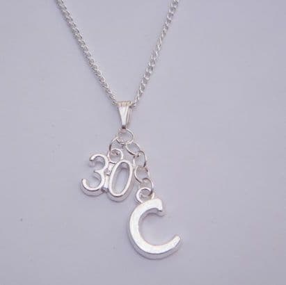 30th Birthday Necklace - Initial Charm Style