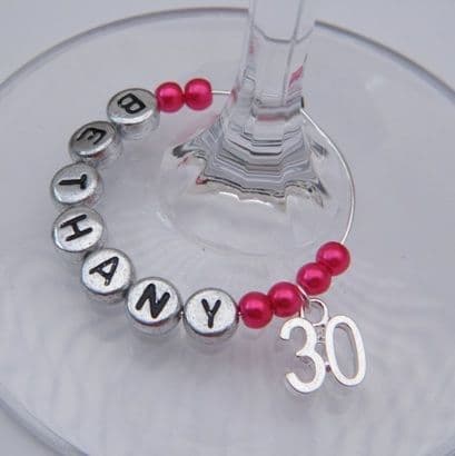30th Birthday Personalised Wine Glass Charm