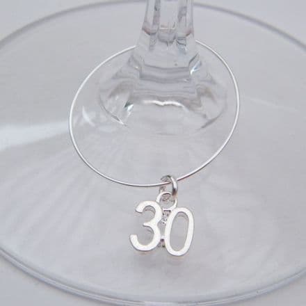 30th Birthday Wine Glass Charm - Hoop Style