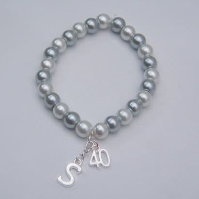 40th Birthday Initial Bracelet - Beaded Style