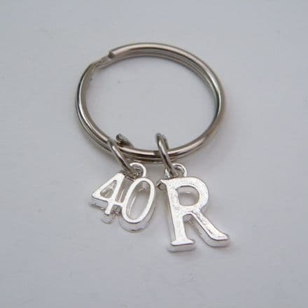 40th Birthday Keyring - Initial Charm Style