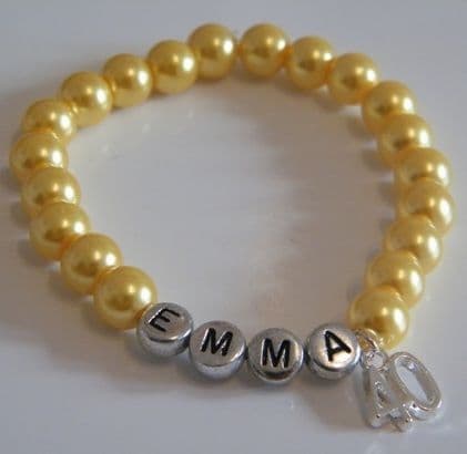 40th Birthday Personalised Bracelet - Beaded Style