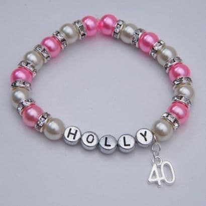40th Birthday Personalised Bracelet - Full Sparkle Style