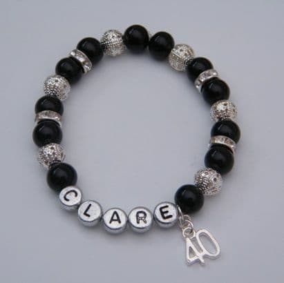 40th Birthday Personalised Bracelet - Sparkle & Bling Style