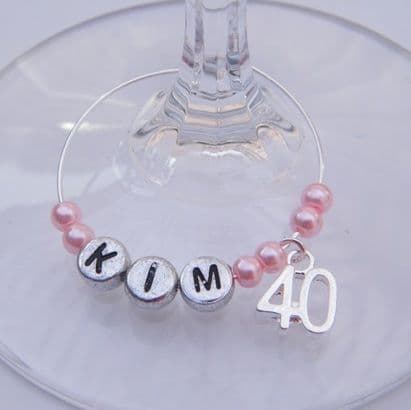 40th Birthday Personalised Wine Glass Charm