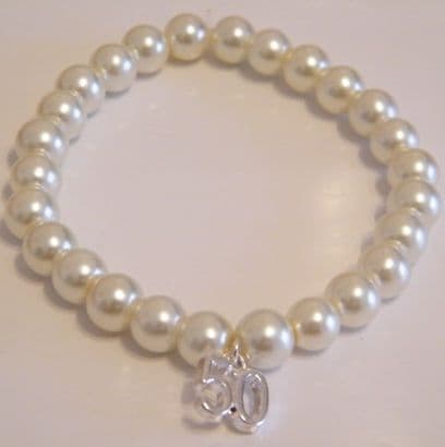 50th Birthday Bracelet - Charm Beaded Style