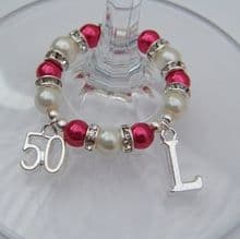 50th Birthday Wine Glass Charms