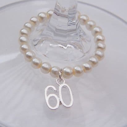 60th Birthday Wine Glass Charm - Full Bead Style
