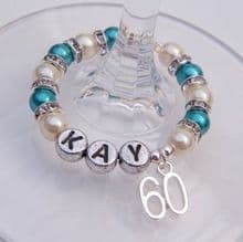 60th Birthday Wine Glass Charms