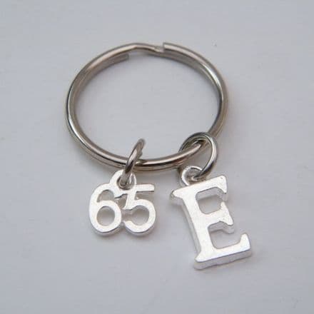 65th Birthday Keyring - Initial Charm Style