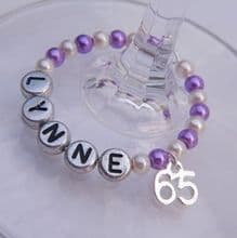 65th Birthday Wine Glass Charms