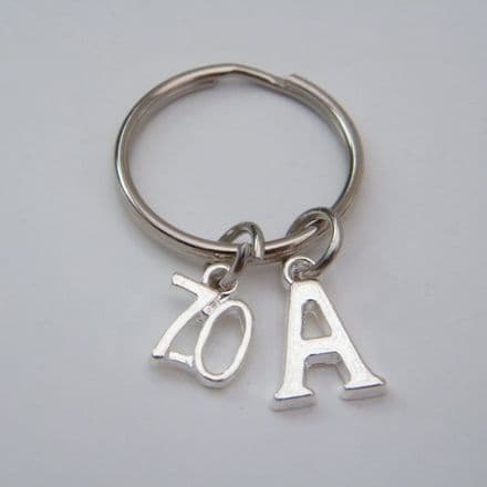 70th Birthday Keyring - Initial Charm Style