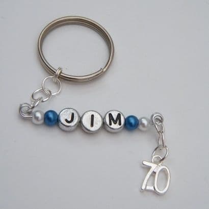 70th Key 70th Birthday Personalised Keyring